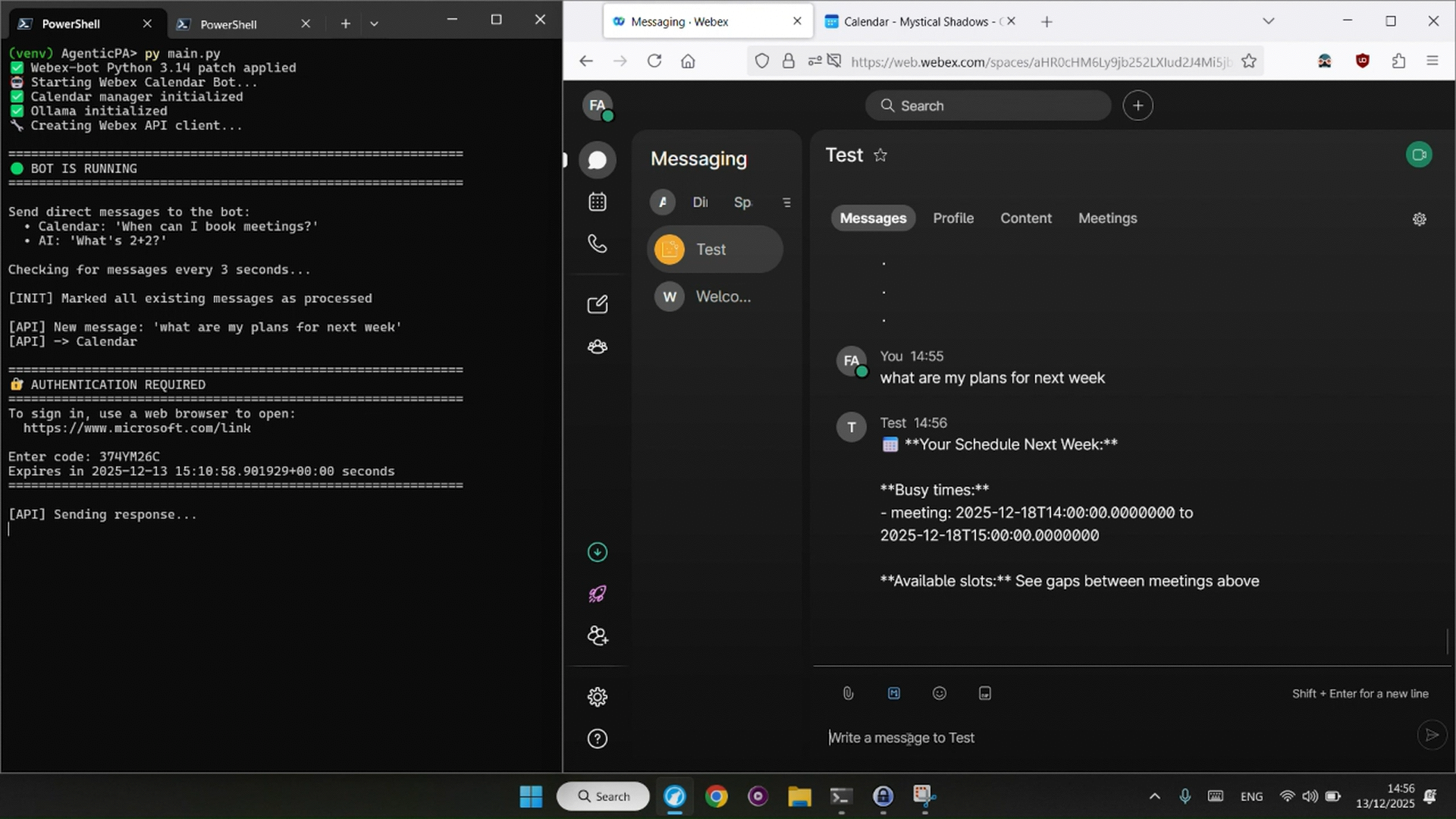 Photo of webex bot demo